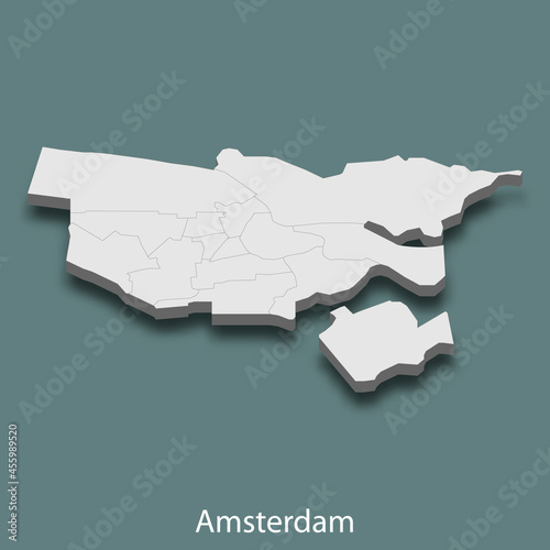 3d isometric map of Amsterdam is a city of Netherlands