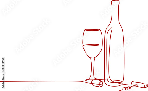 Wine bottle and glass line