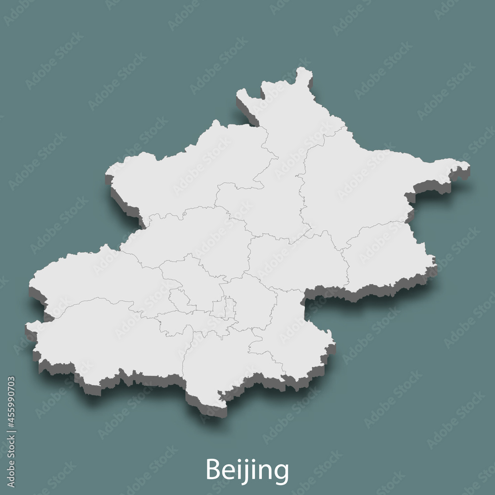 3d isometric map of Beijing is a city of China