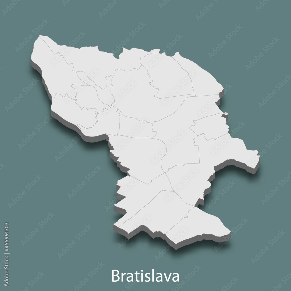 3d isometric map of Bratislava is a city of Slovakia