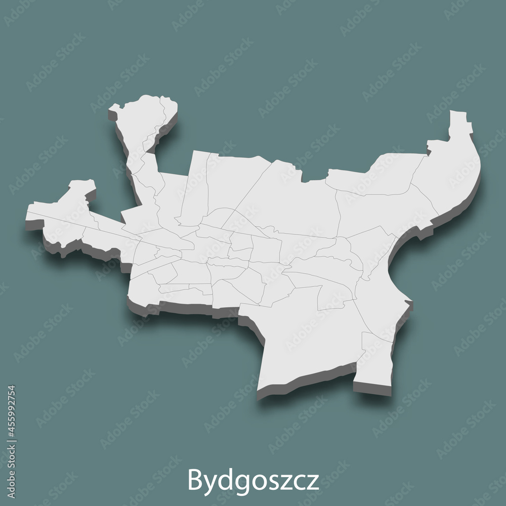 Obraz premium 3d isometric map of Bydgoszcz is a city of Poland