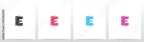  Scribble Forming Letter Logo Design E © recehan