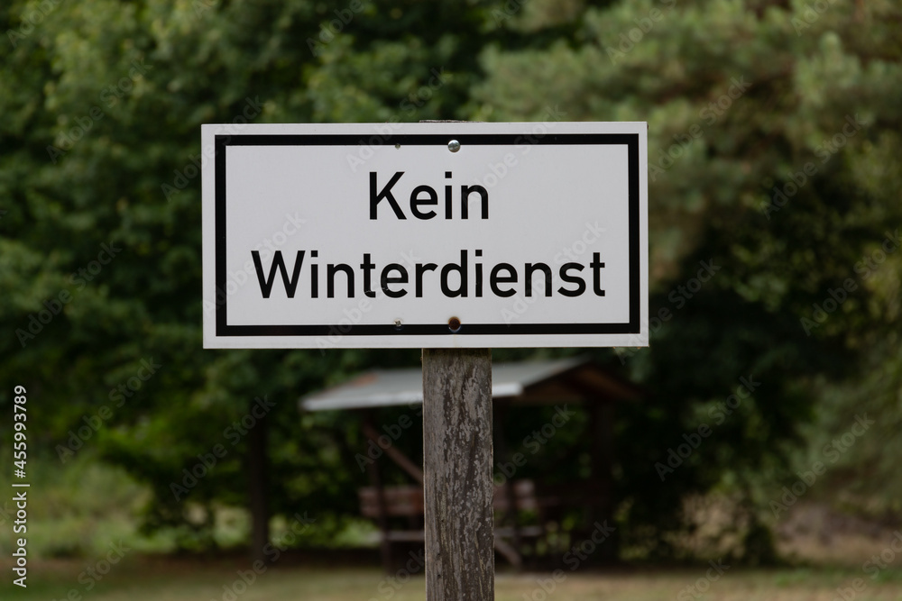 sign with the german inscription of No winter services sign with the german inscription of No winter services