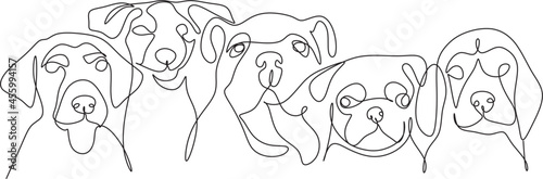 Dog one line art vector drawing