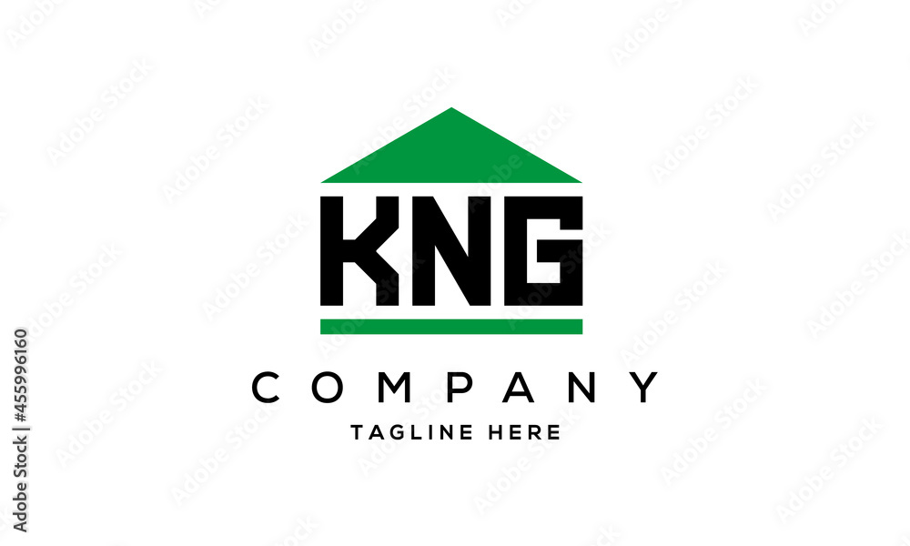 KNG three letter house for real estate logo design KNG three letter house for real estate logo design