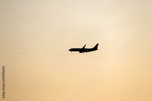 airplane silhouette on the embankment of the flamengo in rio de janeiro  brazil.