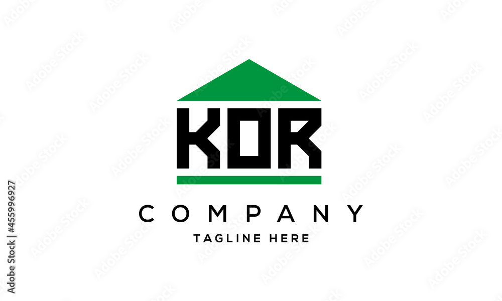 KOR three letter house for real estate logo design KOR three letter house for real estate logo design