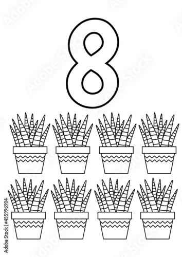 numbers eight coloring pages preschool education activity pages worksheets  photo