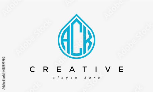 Water drop letter ACK logo initial template vector


