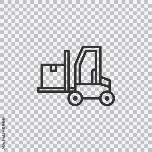 Forklift truck glyph icon isolated on transparent background. Logistic and delivery, bendi truck with box sign. Vector.