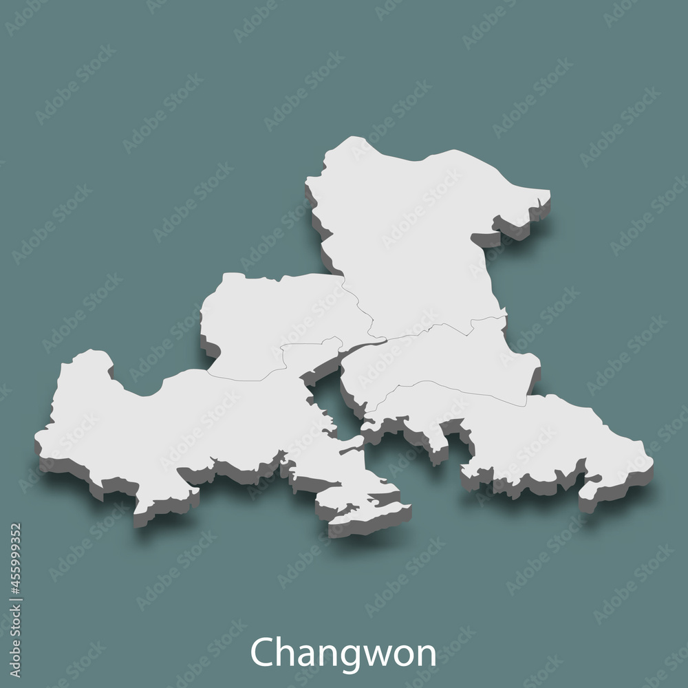 3d isometric map of Changwon is a city of Korea
