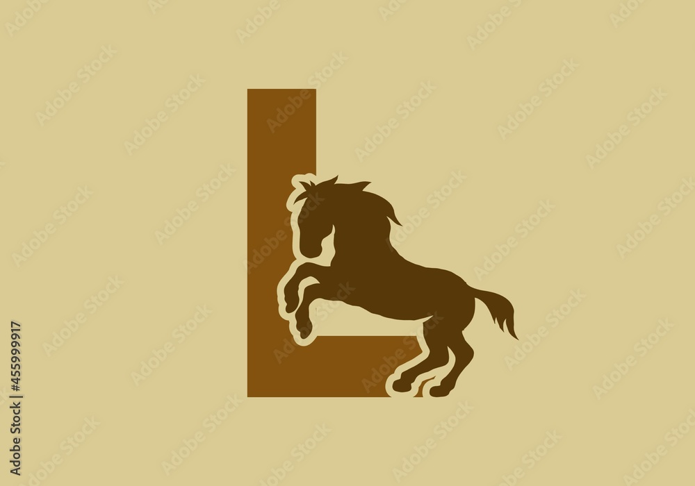 Initial letter L with horse shape