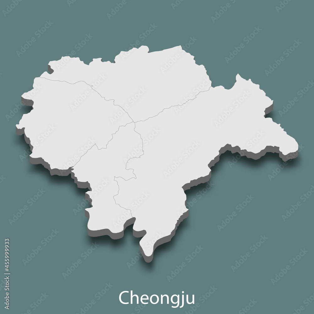 3d isometric map of Cheongju is a city of Korea