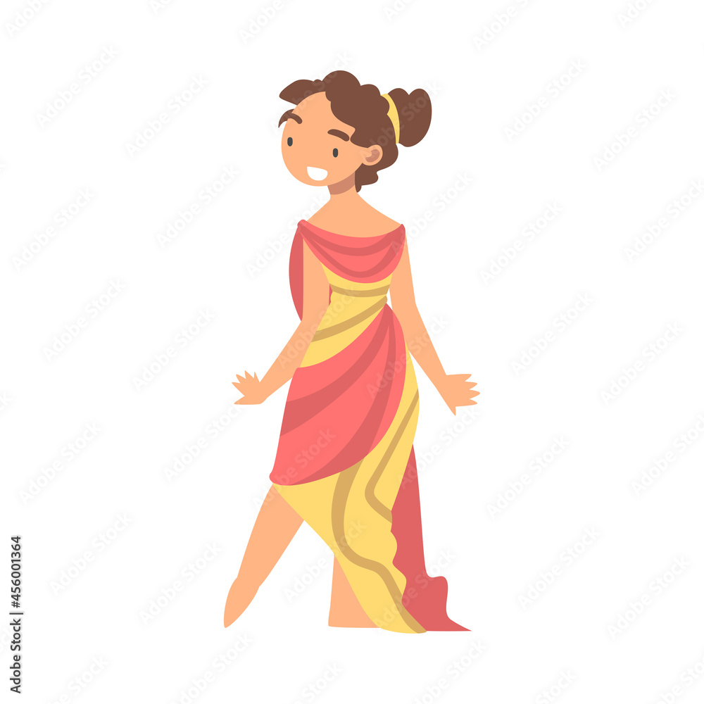 Greek or Hellene Woman Character in Ethnic Chiton Clothing Vector Illustration Greek or Hellene Woman Character in Ethnic Chiton Clothing Vector Illustration