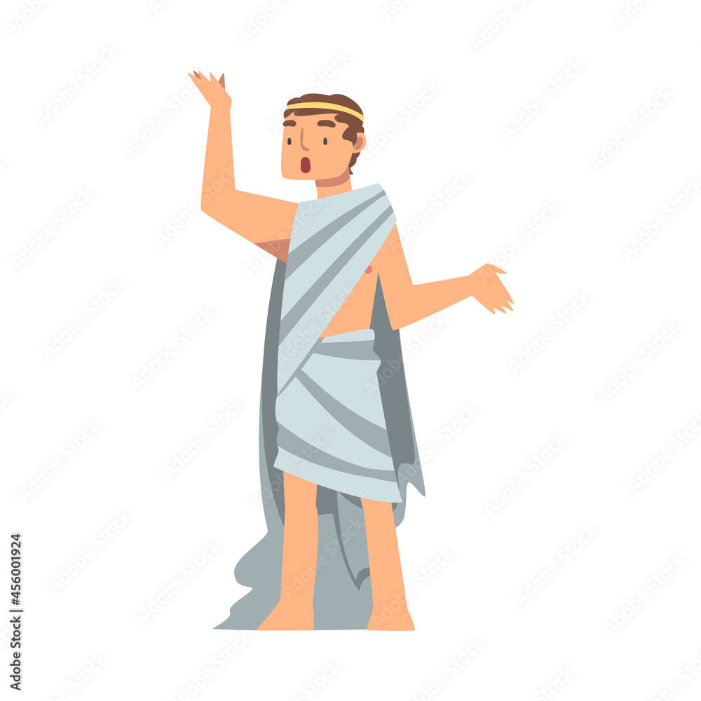 Greek or Hellene Man Character in Ethnic Chiton Clothing Vector Illustration Greek or Hellene Man Character in Ethnic Chiton Clothing Vector Illustration
