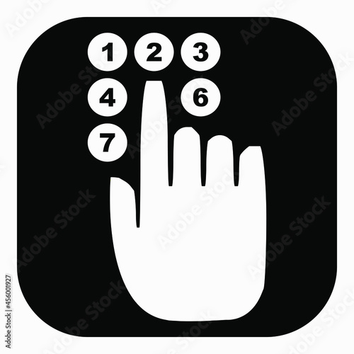 Hand dialing code. Entering the code. Setting the secret code. Commercial line vector icon for websites and mobile minimalistic flat design.