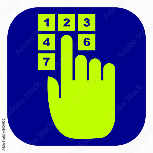 Hand dialing code. Entering the code. Setting the secret code. Commercial line vector icon for websites and mobile minimalistic flat design.