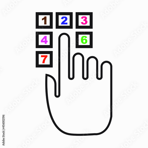 Hand dialing code. Entering the code. Setting the secret code. Commercial line vector icon for websites and mobile minimalistic flat design.