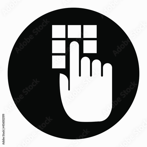 Hand dialing code. Entering the code. Setting the secret code. Commercial line vector icon for websites and mobile minimalistic flat design.