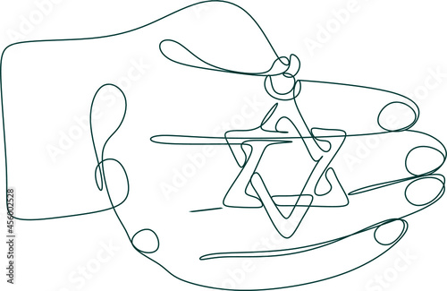Hanukkah set of line art menorah icon isolated on black background. Religion icon. Hanukkah traditional symbol. Line drawing of jew, jewish symbol