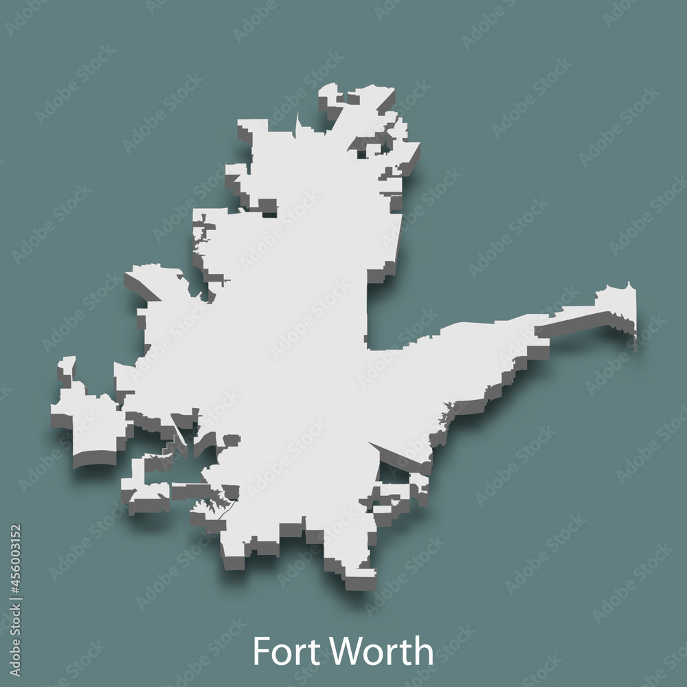 3d isometric map of Fort Worth is a city of United States