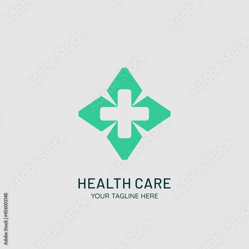 Health care logo. With four hands joined together. Modern and simple design. Vector Stock
