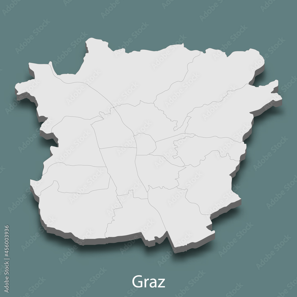 3d isometric map of Graz is a city of Austria Stock Vector | Adobe Stock