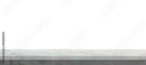 Whitestone marble table top isolated on white background, For montage product display or design key visual layout. with clipping path