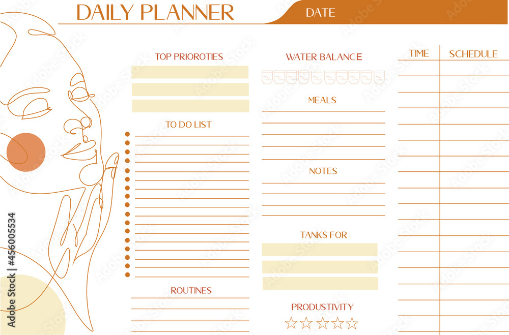 Daily planner minimal elegant vector. Weekly planner template. Organizer and schedule with notes and to-do list. Vector. Isolated Daily planner minimal elegant vector. Weekly planner template. Organizer and schedule with notes and to-do list. Vector. Isolated