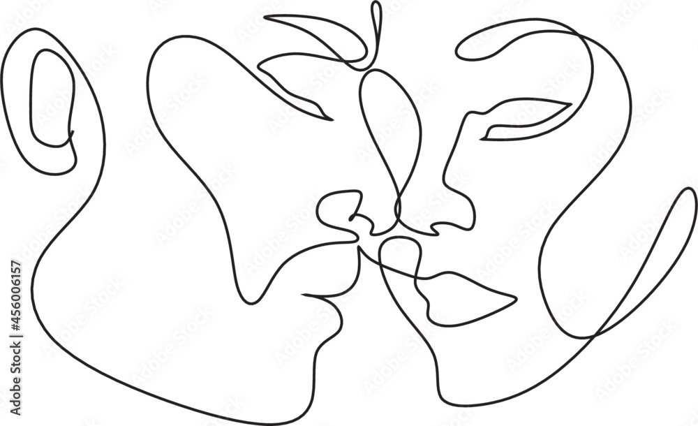 Obraz premium Couple line art. Man and woman one line drawing vector. Abstract minimal elegant logo