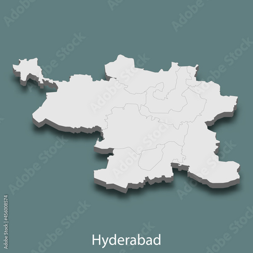 3d isometric map of Hyderabad is a city of India