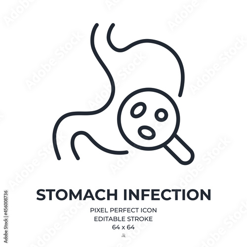 Stomach infection editable stroke outline icon isolated on white background flat vector illustration. Pixel perfect. 64 x 64.