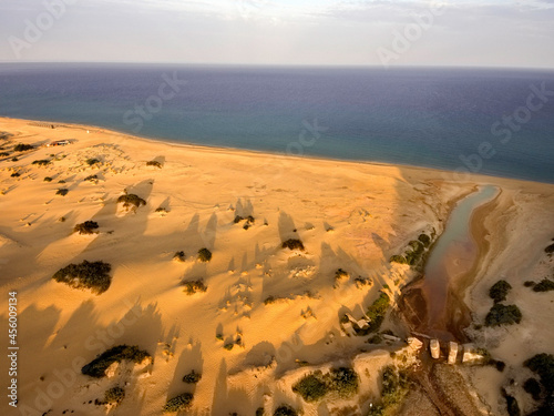 Dunes of Piscinas Sardinia drone view aerial sunrise