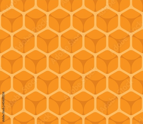 Vector bee honeycomb seamless pattern. Hexagon mesh