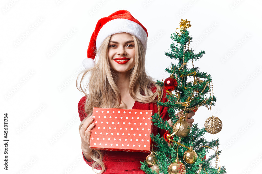 cheerful woman dressed as santa claus toys emotions gift christmas cheerful woman dressed as santa claus toys emotions gift christmas