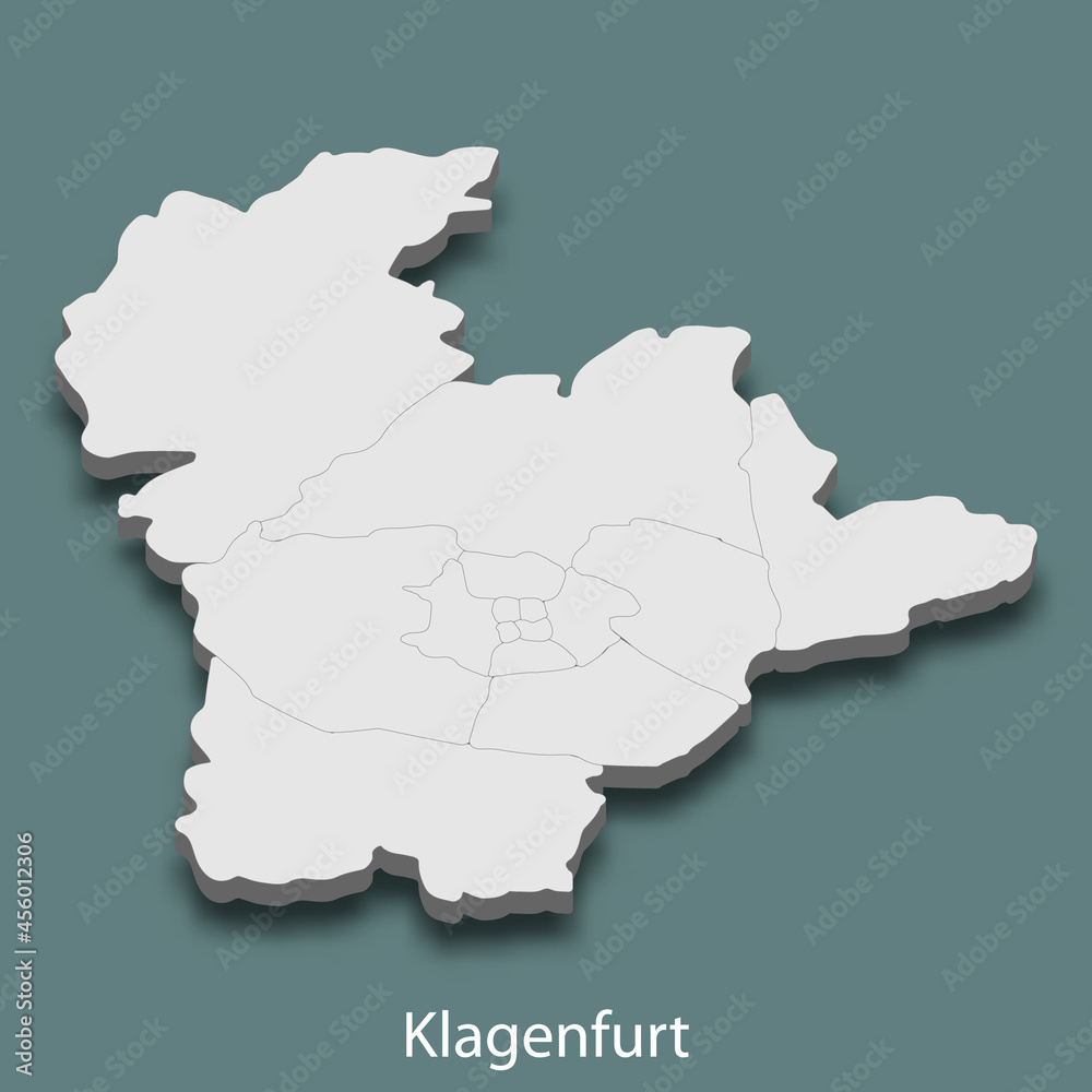 3d isometric map of Klagenfurt is a city of Austria