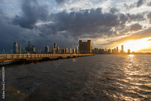 Pier 34 at Hudson River Park in New York City during a Sunset