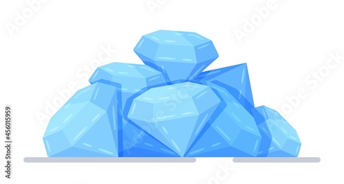 Vector illustration of graphic design. A pile of gems. A symbol of wealth. Blue sparkling diamonds. The concept of expensive jewelry. 
