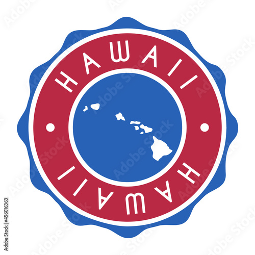 Hawaii, USA Badge Map Vector Seal Vector Sign. National Symbol Country Stamp Design Icon Label. 