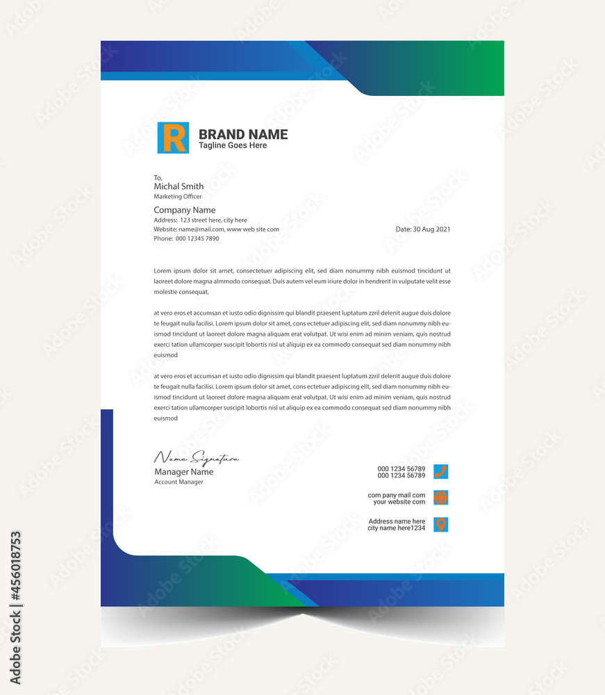 creative letterhead design template with modern