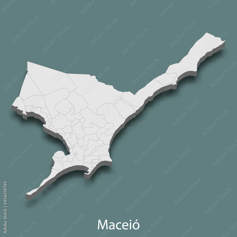 3d isometric map of Maceio is a city of Brazil