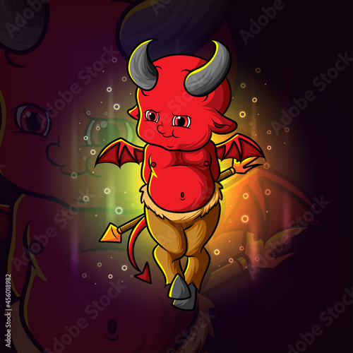 The little baby devil with trident esport logo design