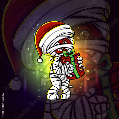 The mummy with the gift esport mascot design