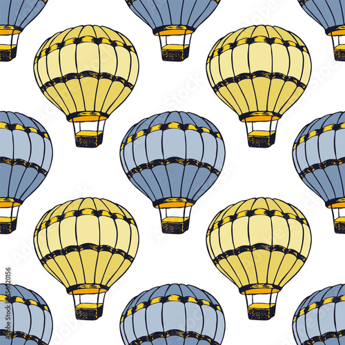 Cartoon hot air balloons  illustration vector seamless patter.