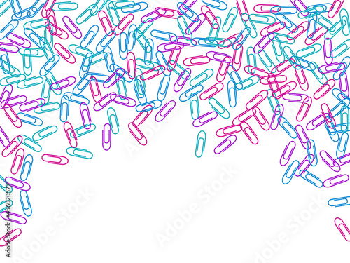 Stationary paperclips isolated on white background