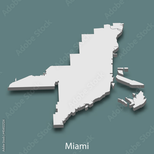 3d isometric map of Miami is a city of United States