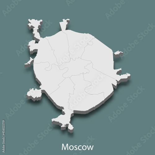 3d isometric map of Moscow is a city of Russia