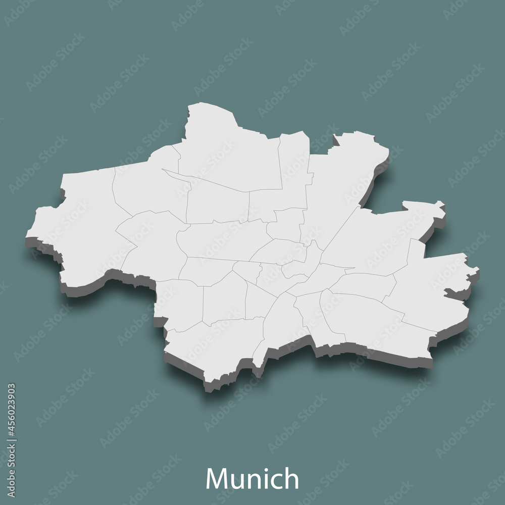 Naklejka premium 3d isometric map of Munich is a city of Germany