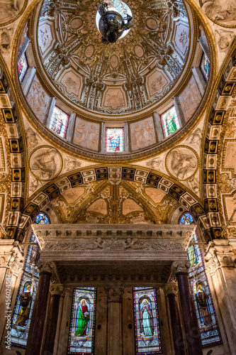 Italy. Liguria. Genoa. The ceiling of the Cathedral San Lorenzo