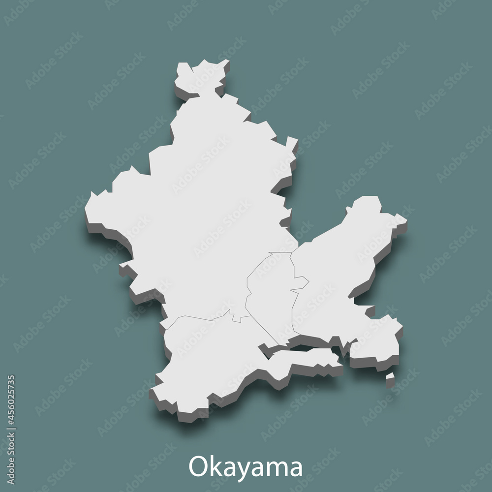 Fototapeta premium 3d isometric map of Okayama is a city of Japan
